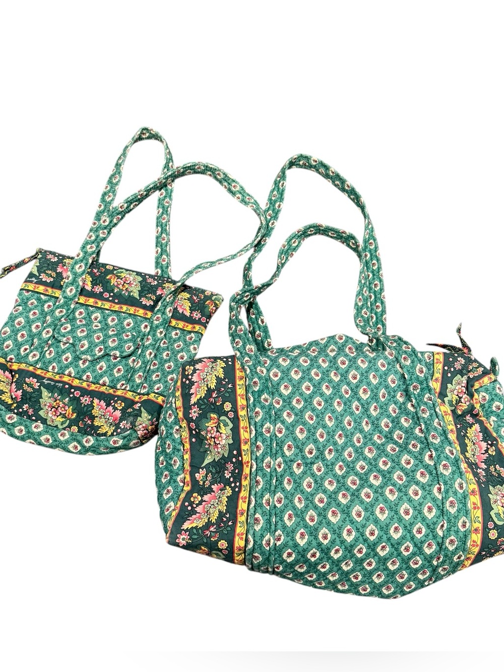 Vera Bradley vintage greenfield floral small duffel + shoulder bag retired set